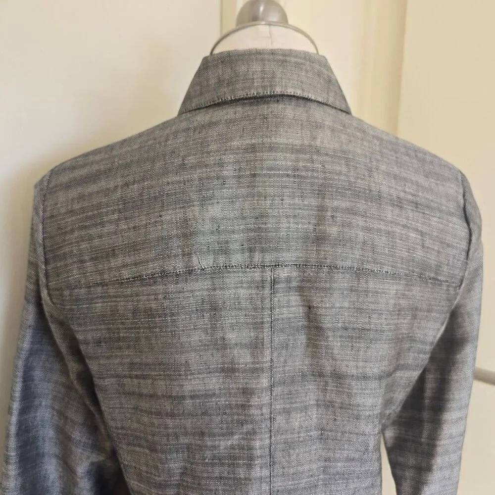 Linda Allard for Ellen Tracy Blk/Grey Linen/Silk Shirt/ Jkt., NWOT, Sz. 8 P